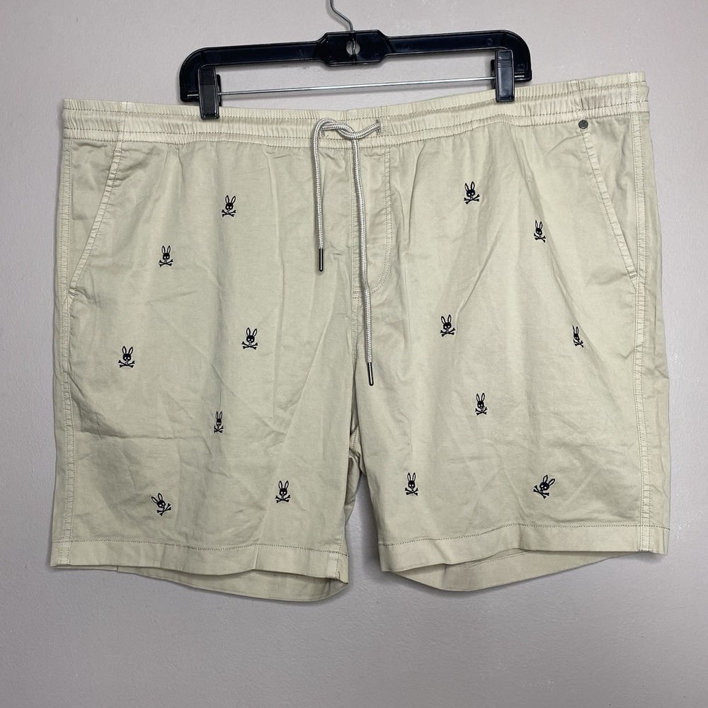 Psycho Bunny Men's Size XXXL Sandstone Khaki Isles Embro Elastic Waist Shorts